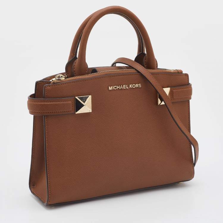 Pre Owned Michael Kors Brown Saffiano Lux Leather Karla Tote