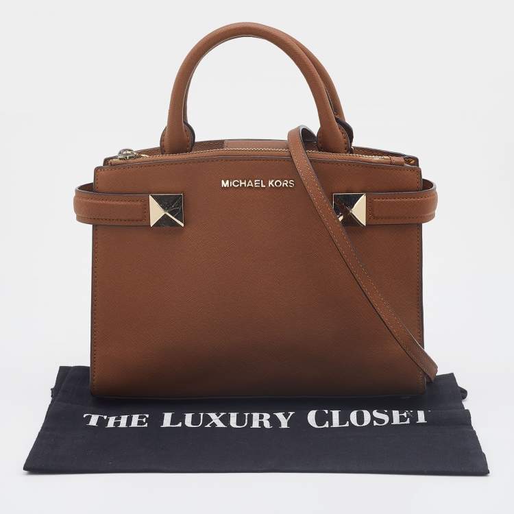 Pre Owned Michael Kors Brown Saffiano Lux Leather Karla Tote