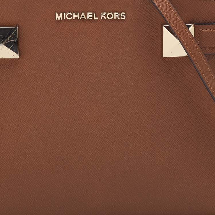 Pre Owned Michael Kors Brown Saffiano Lux Leather Karla Tote
