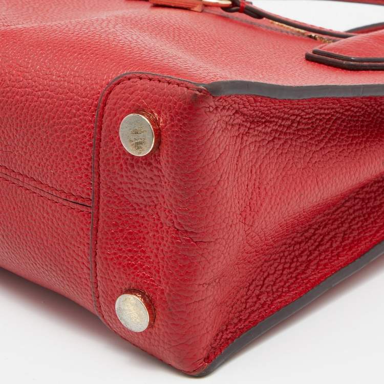 Pre Owned Michael Kors Red Leather Mini Mercer Tote
