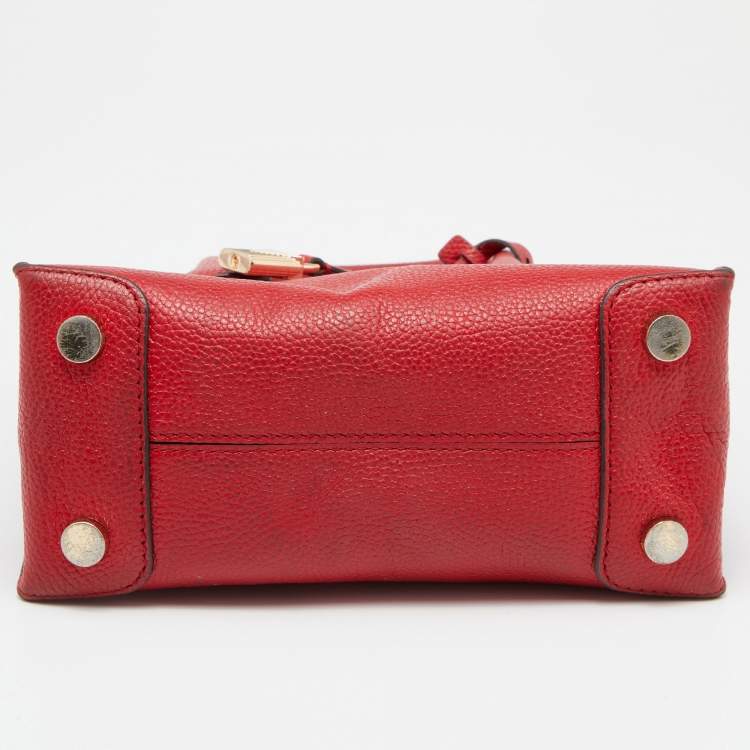 Pre Owned Michael Kors Red Leather Mini Mercer Tote