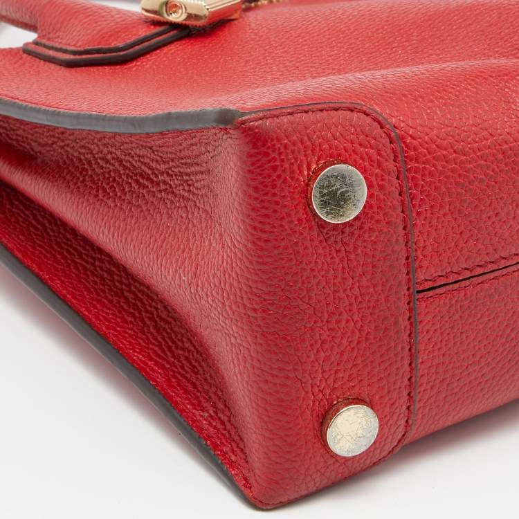 Pre Owned Michael Kors Red Leather Mini Mercer Tote