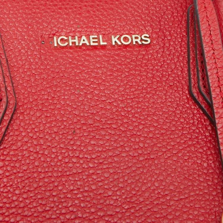 Pre Owned Michael Kors Red Leather Mini Mercer Tote
