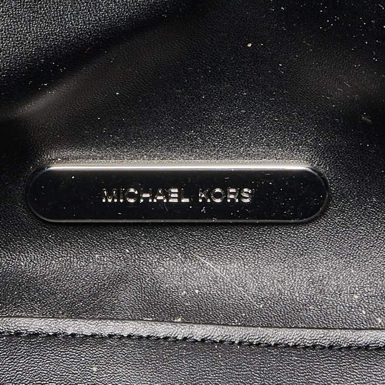 Pre Owned Michael Kors Black/Grey Signature Canvas Suri Drawstring Bucket Bag