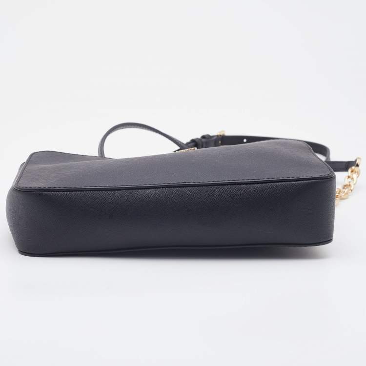 Pre Owned Michael Kors Black Saffiano Leather Jet Set Camera Crossbody Bag 