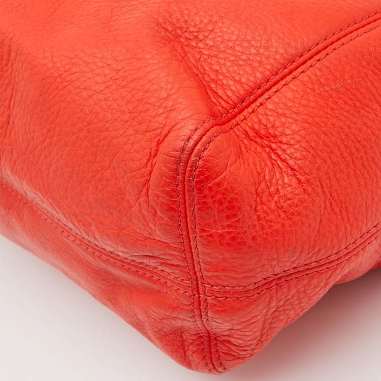 Pre Owned Michael Kors Orange Leather Chain Hobo