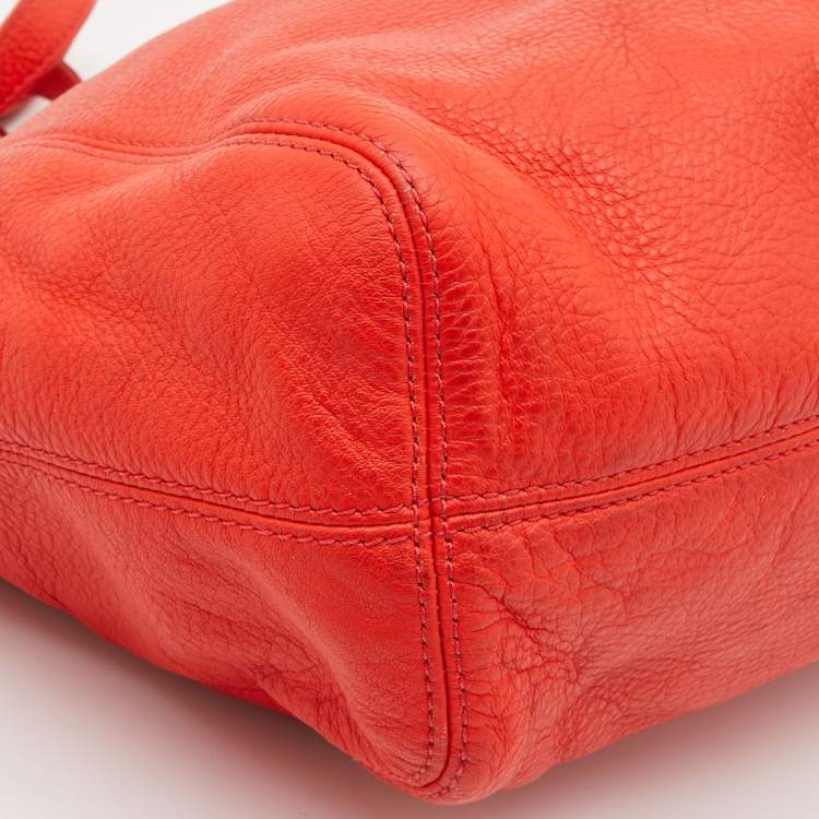 Pre Owned Michael Kors Orange Leather Chain Hobo