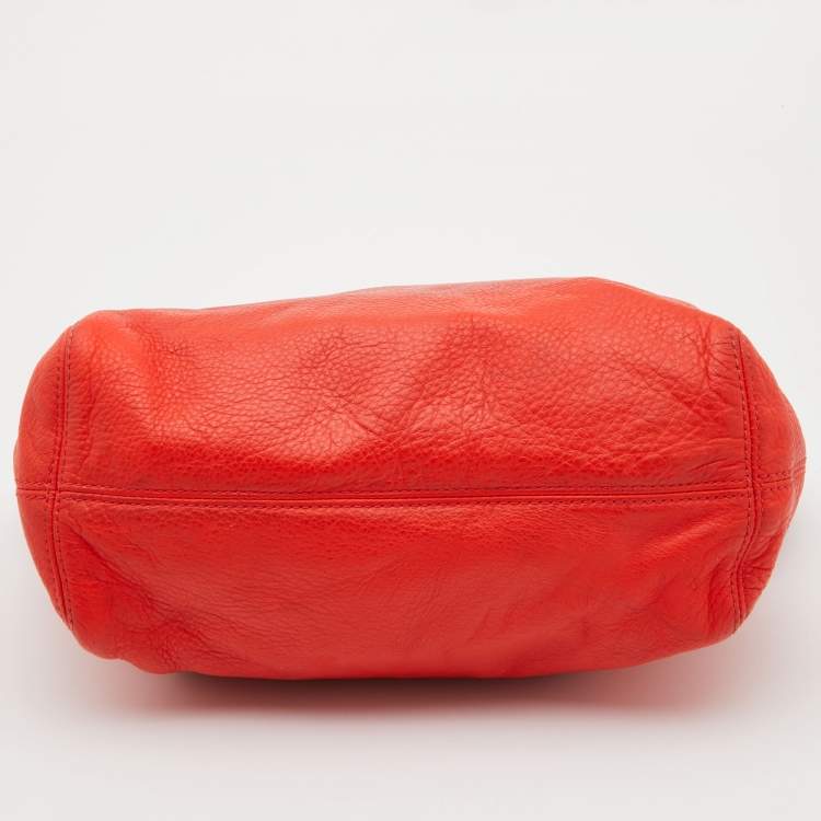 Pre Owned Michael Kors Orange Leather Chain Hobo