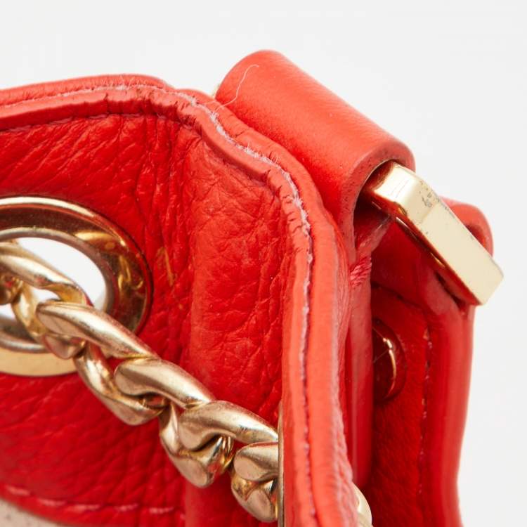 Pre Owned Michael Kors Orange Leather Chain Hobo