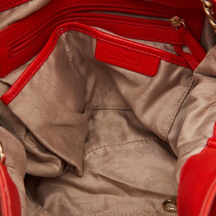 Pre Owned Michael Kors Orange Leather Chain Hobo