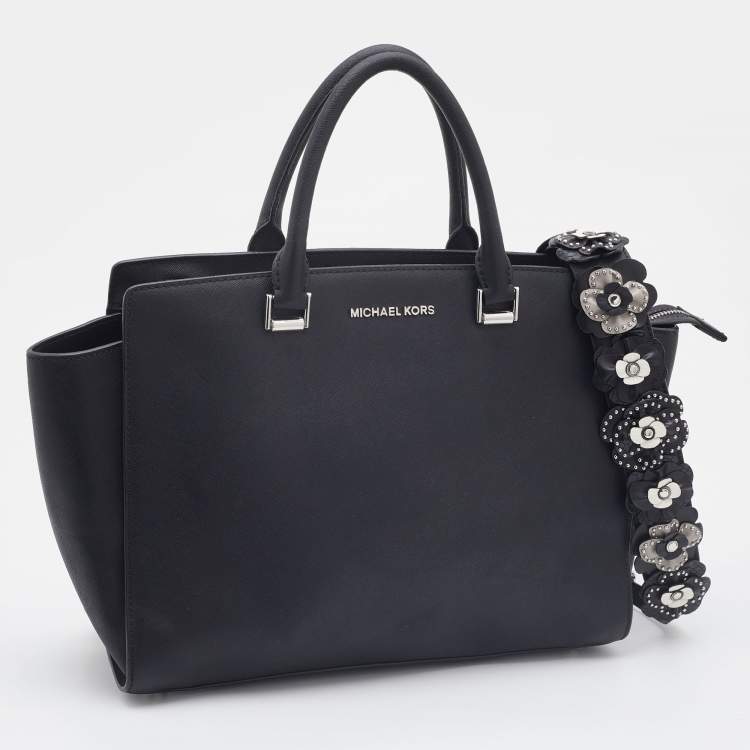 Pre Owned Michael Kors Black Saffiano Leather Large Selma Satchel