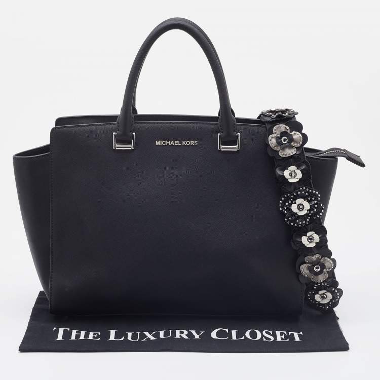 Pre Owned Michael Kors Black Saffiano Leather Large Selma Satchel