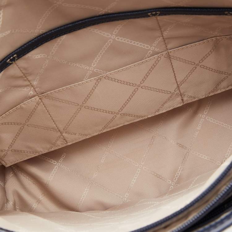 Pre Owned Michael Kors Blue Leather Jet Set Tote