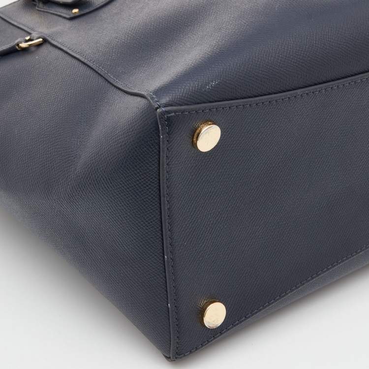 Pre Owned Michael Kors Blue Leather Jet Set Tote