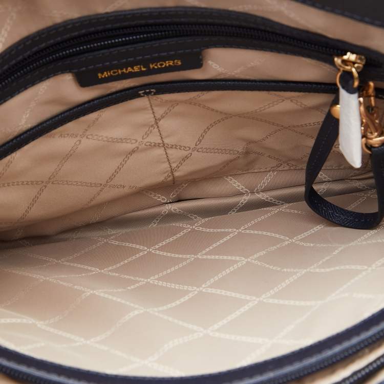 Pre Owned Michael Kors Blue Leather Jet Set Tote