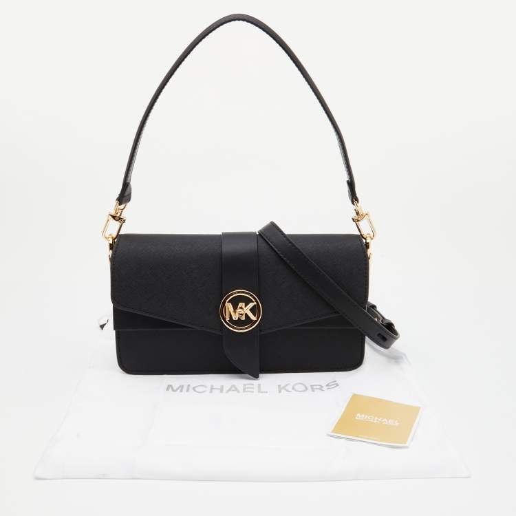 Pre Owned Michael Kors Black Leather Medium Greenwich Shoulder Bag