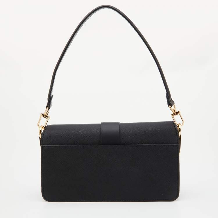 Pre Owned Michael Kors Black Leather Medium Greenwich Shoulder Bag