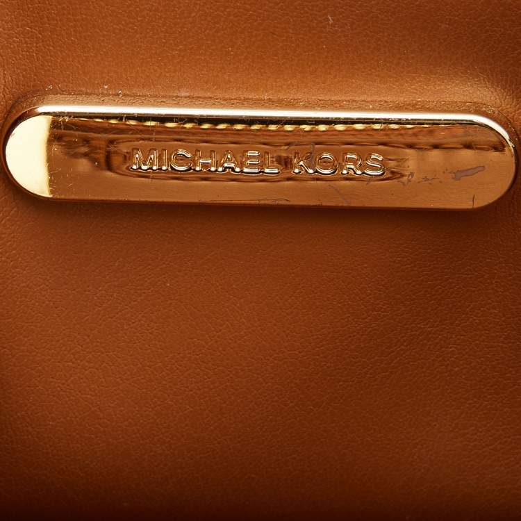 Pre Owned Michael Kors Brown/Tan Signature Coated Canvas and Leather Mercer Tote