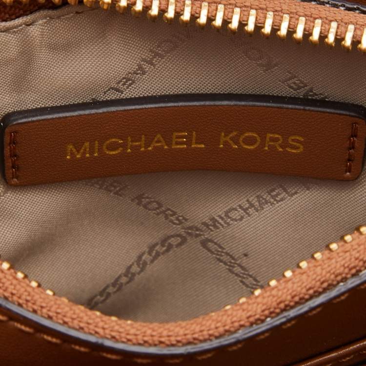 Pre Owned Michael Kors Brown/Tan Signature Coated Canvas and Leather Mercer Tote