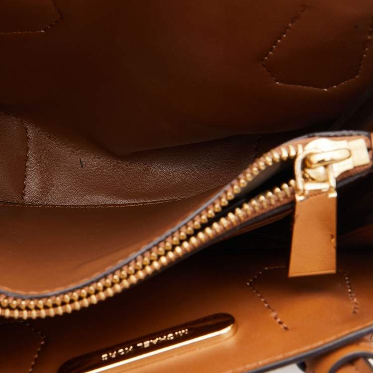 Pre Owned Michael Kors Brown/Tan Signature Coated Canvas and Leather Mercer Tote