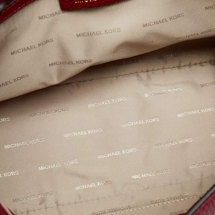 Pre Owned Michael Kors Red Leather Medium Studded Bristol Top Handle Bag