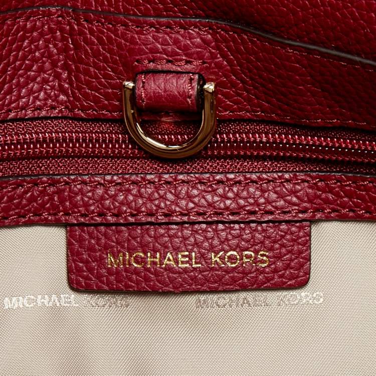 Pre Owned Michael Kors Red Leather Medium Studded Bristol Top Handle Bag