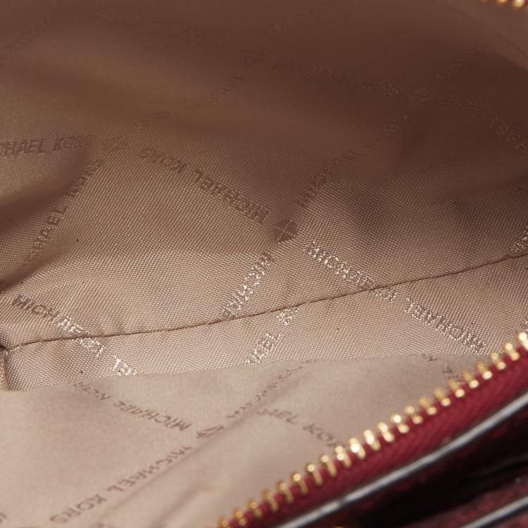 Pre Owned Michael Kors Red Glitter Fabric XS Savannah Top Handle Bag