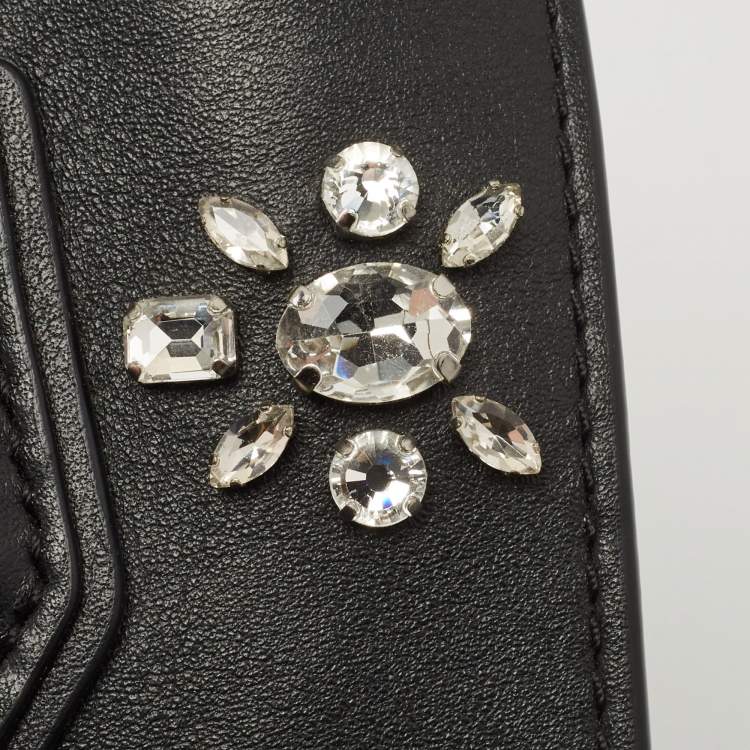 Pre Owned Michael Kors Black Leather Small Crystals Embellished Mercer Tote