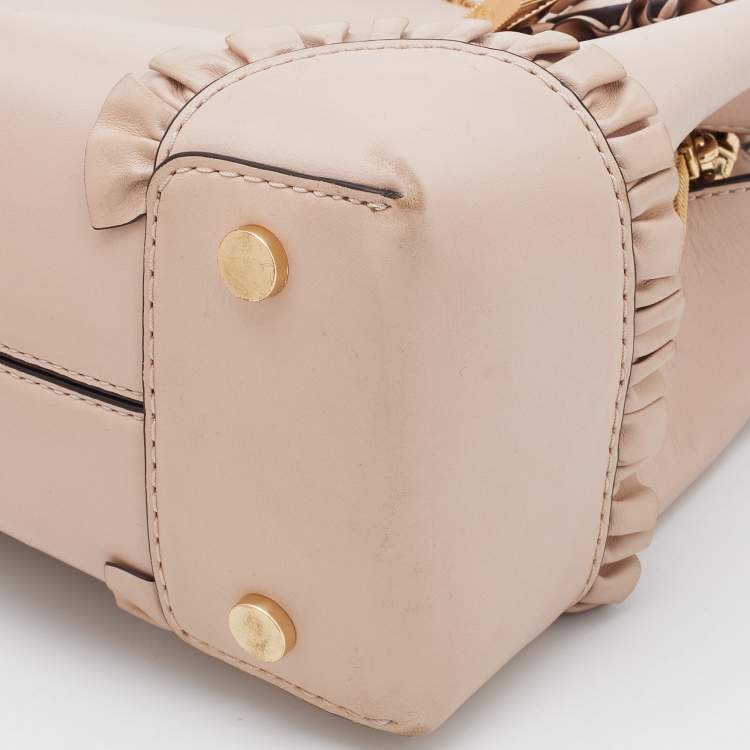 Pre Owned Michael Kors Pink Ruffled Leather Small Mercer Gallery Tote