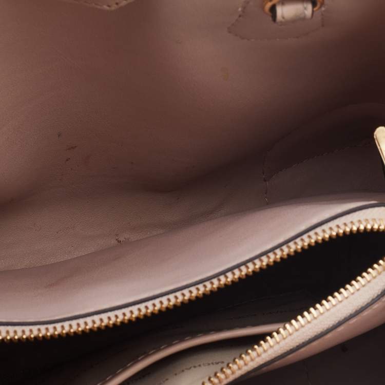 Pre Owned Michael Kors Pink Ruffled Leather Small Mercer Gallery Tote