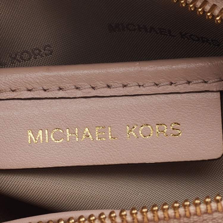 Pre Owned Michael Kors Pink Ruffled Leather Small Mercer Gallery Tote