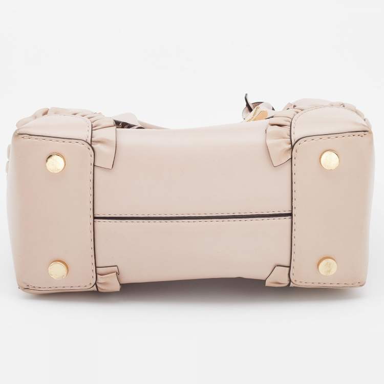 Pre Owned Michael Kors Pink Ruffled Leather Small Mercer Gallery Tote