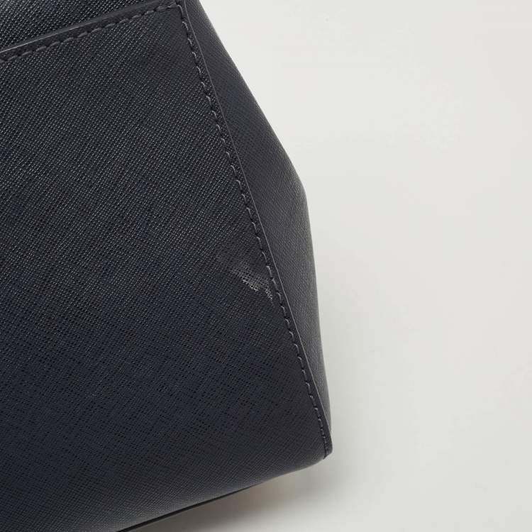Pre Owned Michael Kors Navy Blue Saffiano Leather Small Ava Top Handle Bag