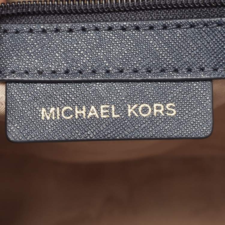 Pre Owned Michael Kors Navy Blue Saffiano Leather Small Ava Top Handle Bag