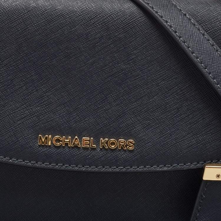 Pre Owned Michael Kors Navy Blue Saffiano Leather Small Ava Top Handle Bag