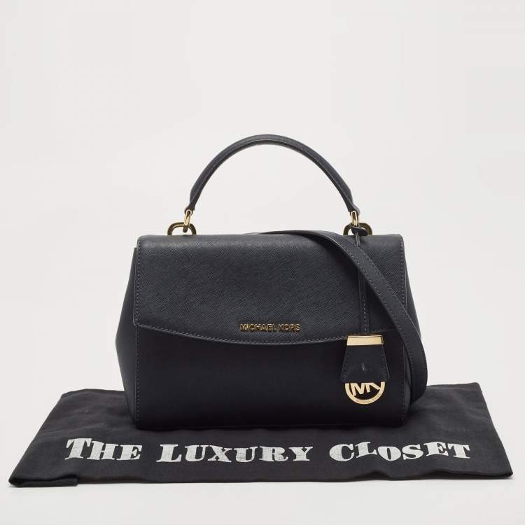 Pre Owned Michael Kors Navy Blue Saffiano Leather Small Ava Top Handle Bag