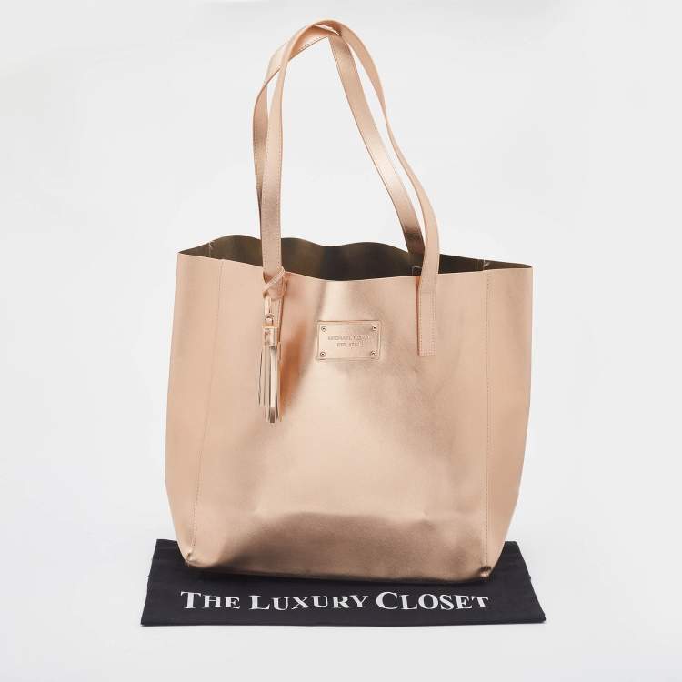مملوكة مسبقًا Michael Kors Rose Gold Leather Tassel Shopper Tote