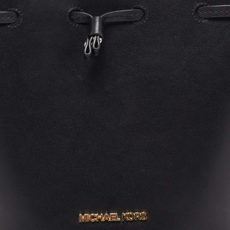Pre Owned Michael Kors Black Leather Eden Bucket Bag 