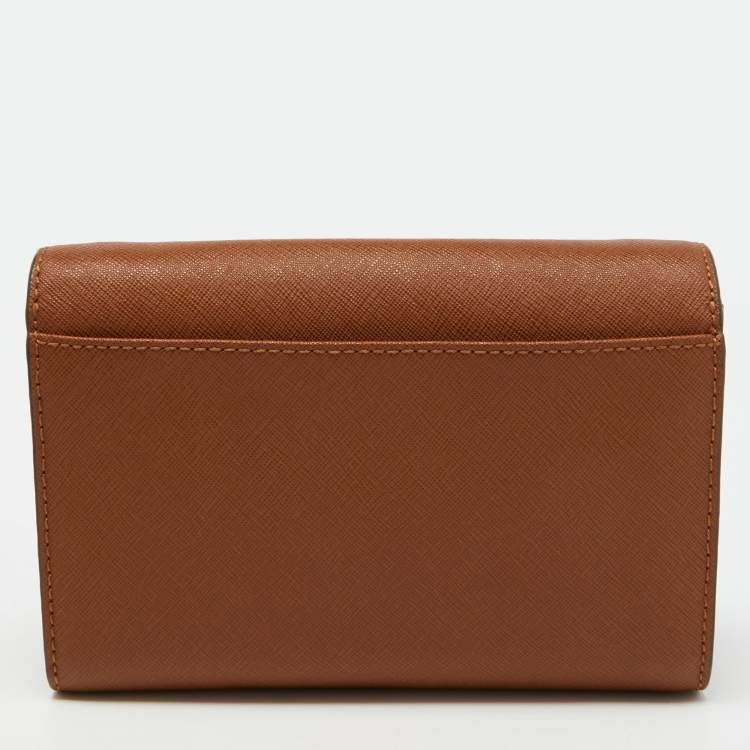 Pre Owned Michael Kors Brown Leather Flap Wallet