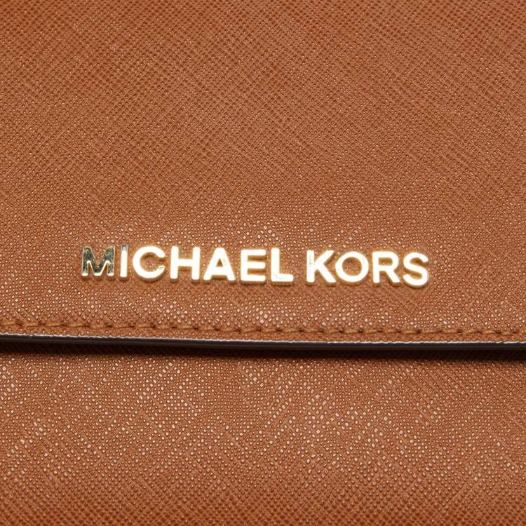 Pre Owned Michael Kors Brown Leather Flap Wallet