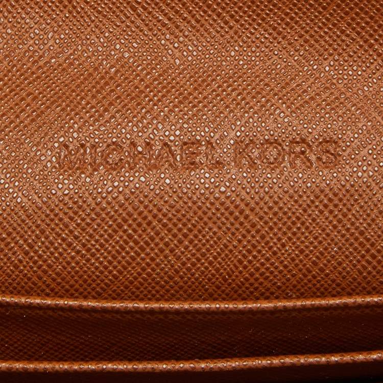 Pre Owned Michael Kors Brown Leather Flap Wallet