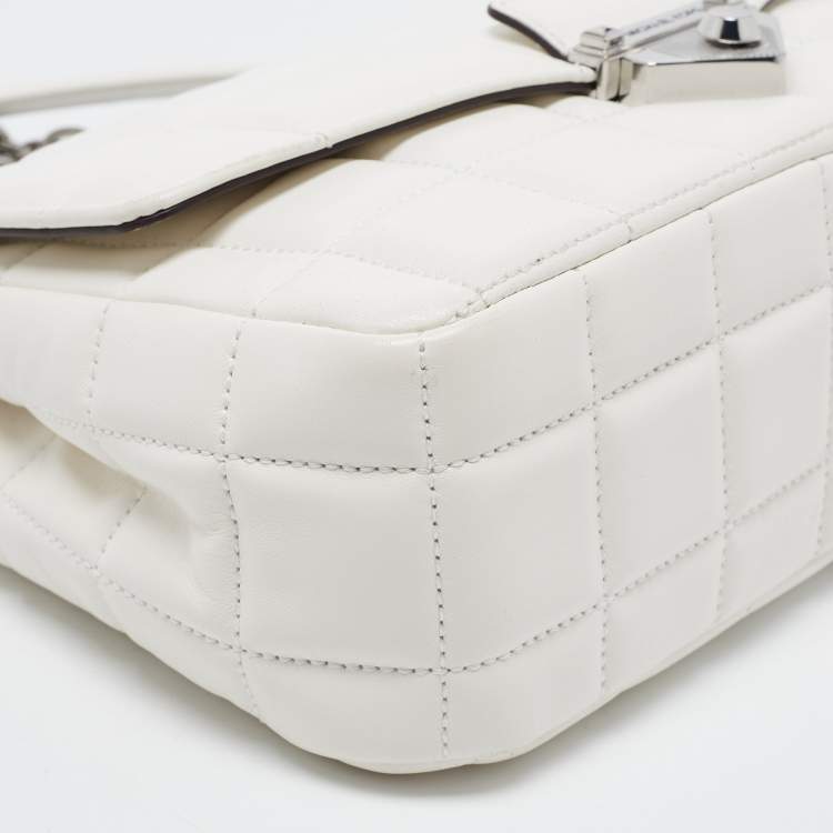 Pre Owned Michael Kors White Quilted Leather Large Soho Chain Shoulder Bag