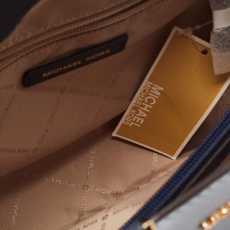 Pre Owned Michael Kors Tri Color Saffiano Leather Medium Prism Satchel