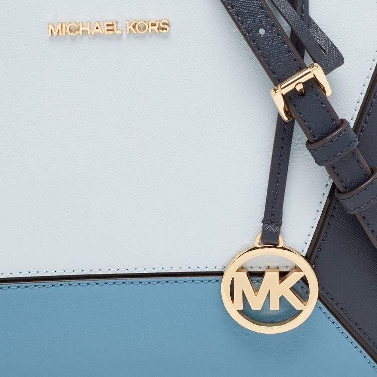 Pre Owned Michael Kors Tri Color Saffiano Leather Medium Prism Satchel