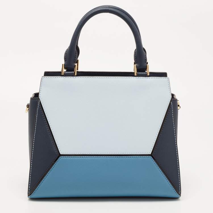 Pre Owned Michael Kors Tri Color Saffiano Leather Medium Prism Satchel