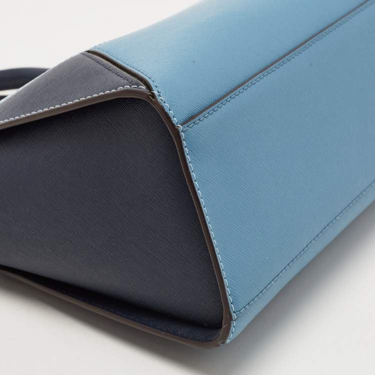 Pre Owned Michael Kors Tri Color Saffiano Leather Medium Prism Satchel