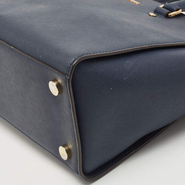 Pre Owned Michael Kors Blue Saffiano Leather Large Selma Satchel