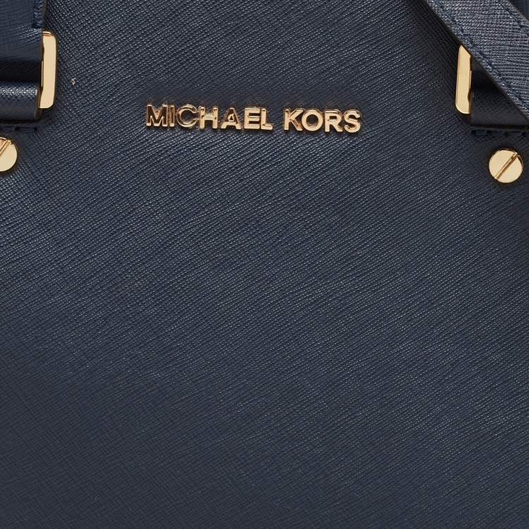 Pre Owned Michael Kors Blue Saffiano Leather Large Selma Satchel