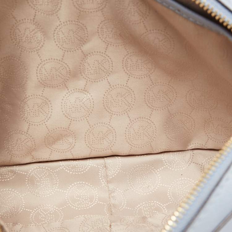 Pre Owned Michael Kors Light Blue Saffiano Leather Jet Set Camera Crossbody Bag 