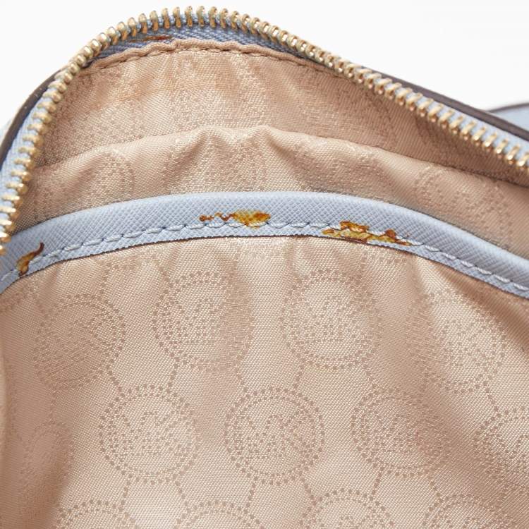 Pre Owned Michael Kors Light Blue Saffiano Leather Jet Set Camera Crossbody Bag 